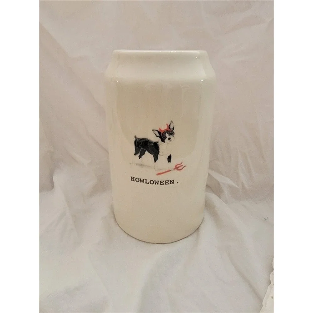 NWT Rae Dunn HOWLOWEEN Dog Treat Halloween Canister 120260